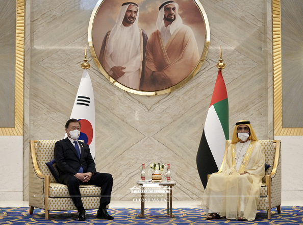 문재인 대통령과 셰이크 무함마드 빈 라시드 알 막툼 UAE 총리 겸 두바이 군주와의 회담  