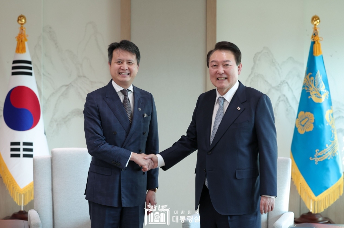 2월 8일 윤석열 대통령은 다렌 탕 세계지식재산기구(WIPO) 사무총장을 접견했다.