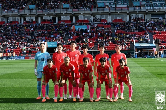 모로코와의 2차전에 선발 출장한 대표팀 선수단의 모습. 